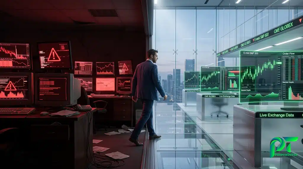 Professional trader migrating from CFD B-Book brokers to transparent CME Futures prop firms