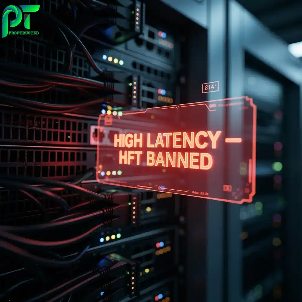 High-frequency trading and latency arbitrage red flags that cause prop firm account bans.